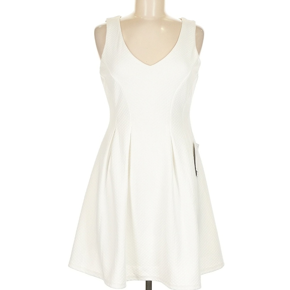 Teeze Me White Sleeveless V-Neck Fit & Flare Mini Dress-  Great for Graduation